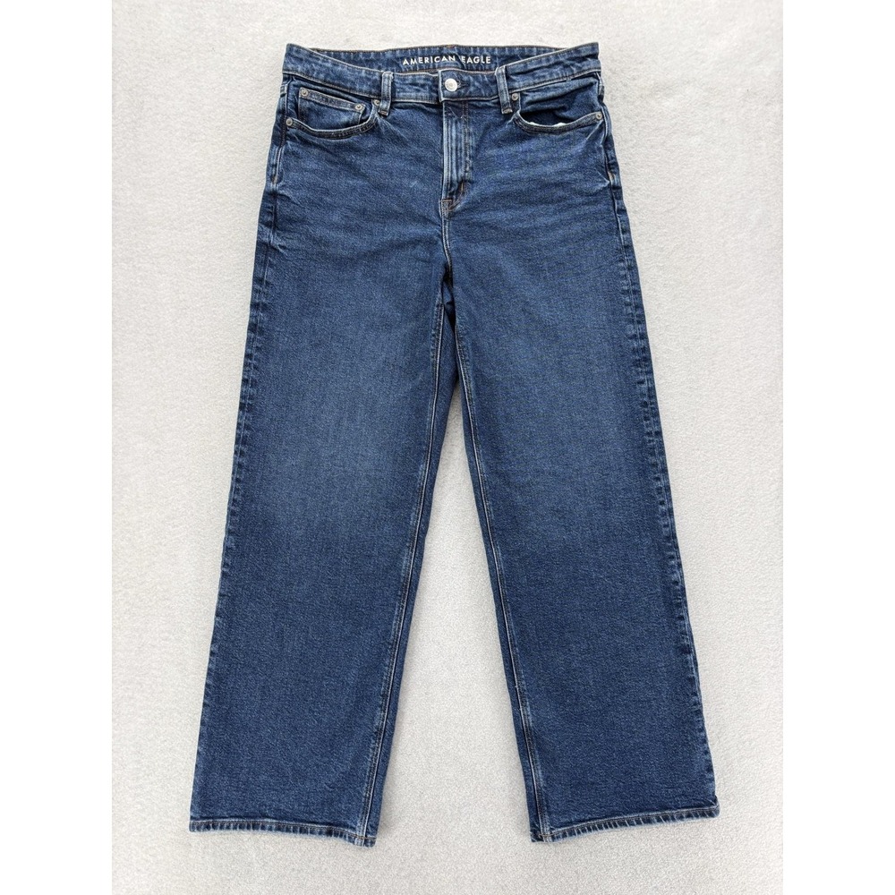 American Eagle Stovepipe Straight Jeans Womens 8 Blue Med Wash High Rise Stretch